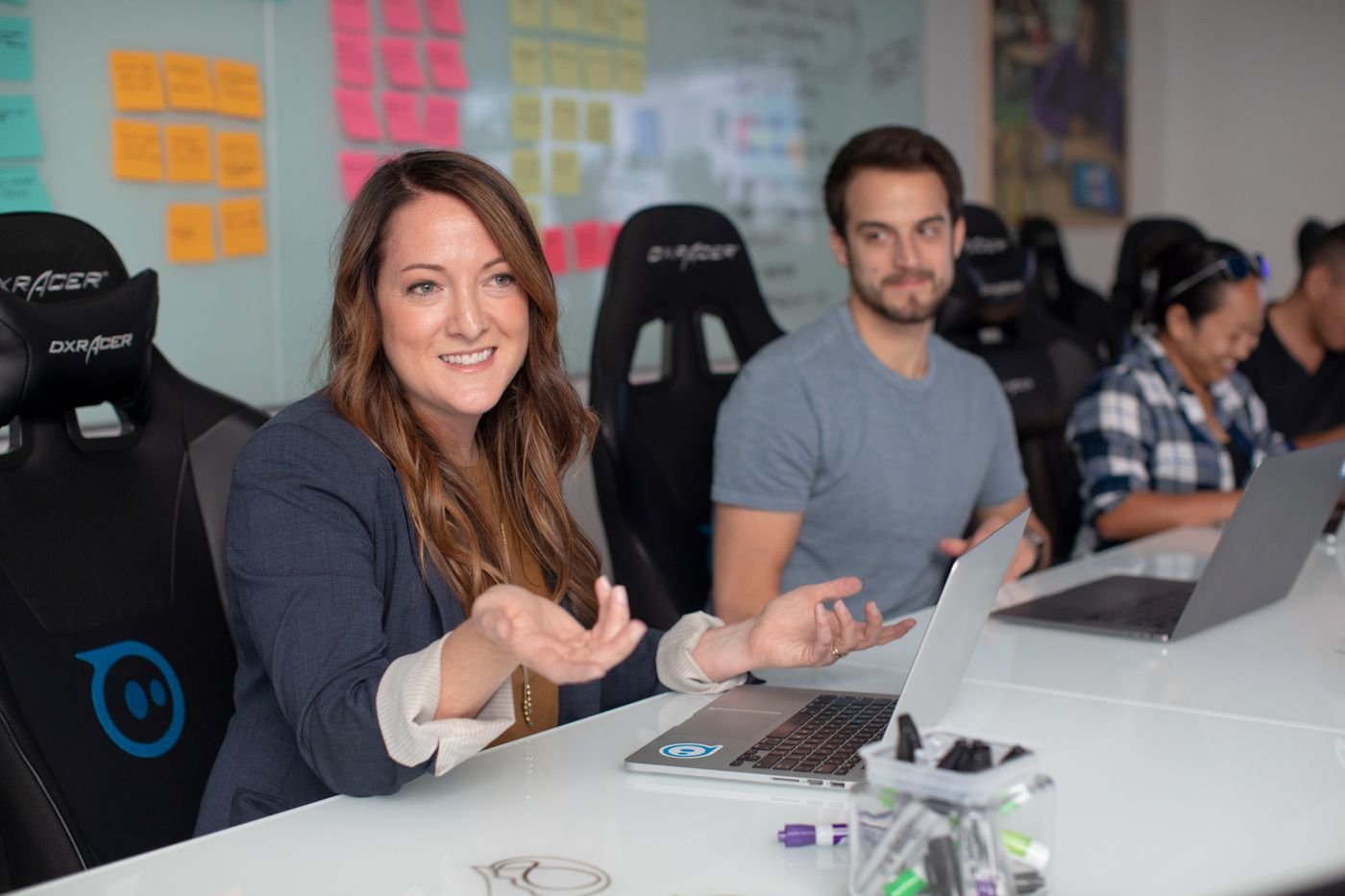 Business team reviewing a technology plan